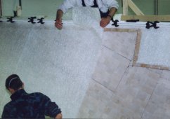 Application of materials (glass and balsa core)